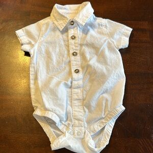 🐻3 For $20🐻Onesie Shirt 0-3 Months White Button Down Short Sleeve Shirt Onesie